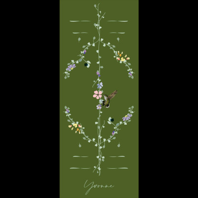 Thảm tập yoga chính hãng Yvonne, Hummingbird (Green Moss) - TẶNG KÈM 3 PHẦN QUÀ - dày 6mm bề mặt nhám, siêu bám, chống trơn trượt, ưa mồ hôi