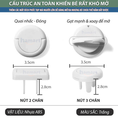 COMBO 5 Nút Bịt Ổ Điện Chống Giật An Toàn Cho Bé Có Quai Rút Đầu Nắp Che Bảo Vệ Ổ Cắm Tiện Lợi
