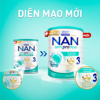 Sữa bột Nestlé NAN OPTIPRO PLUS 3 1500g/lon với 5HMO (1-2 tuổi)