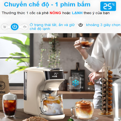 Máy pha cà phê 6 trong 1 Espresso, Viên Nén Nespresso, Nescafe Dolcegusto, Kcup, Túi ESE POD và Trà - Thương hiệu Mỹ cao cấp HiBREW H1B - Hàng Nhập Khẩu