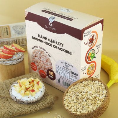 Bánh gạo lứt GUfoods (300g) - Không chiên dầu, Không đường, Từ gạo và ngũ cốc nguyên hạt, Lành mạnh, Phù hợp Eat clean, Ăn vặt healthy, Thực dưỡng, Tập gym, Thuần chay, Đa dạng hương vị