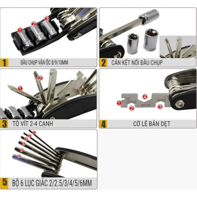 Bộ Dụng Cụ Sửa Chữa Xe Đạp Cầm Tay, Bộ Lục Giác Đa Năng