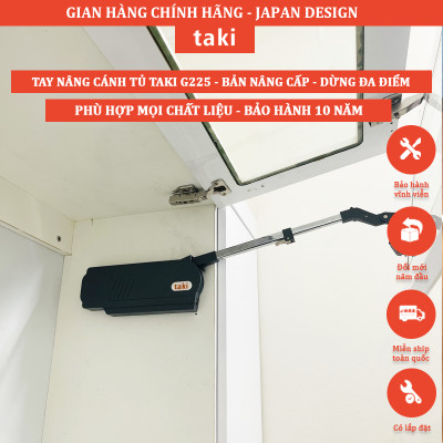 Tay Nâng Cánh Tủ TAKI Bản Nâng Cấp 2025 -  Mã G225 Có Điều Chỉnh Lực - Phù Hợp Mọi Chất Liệu  - Bảo Hành 10 Năm