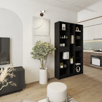 HAPPY FURNITURE , Kệ lưu trữ 2 ngăn kéo - NAMI, KSA_073 , 120cm x 30cm x 200cm DxRxC