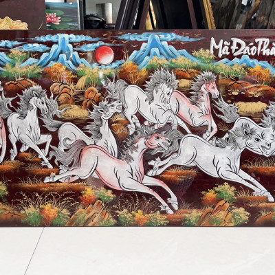 Tranh sơn mài - MÃ ĐÁO THÀNH CÔNG - Đắp nổi hàng xuất khẩu 50x100 cm