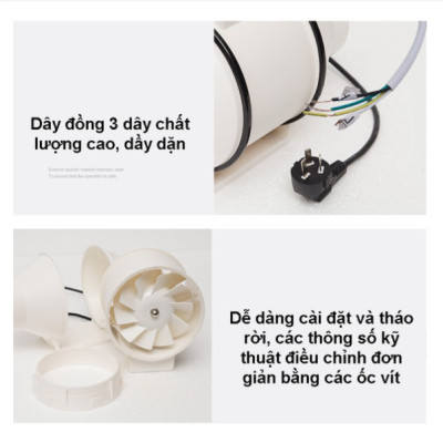 Quạt thông gió nối ống phi 100 - Quạt hút đồng trục cấp khí tươi cho công trình nhà - Hàng chính hãng GDXLFJ siêu chống ồn
