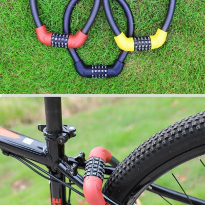 Combo: Khóa dây xe đạp 5 số đổi được mã + tay nắm sừng xe đạp