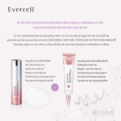 Ampoule Nâng cơ Đàn hồi Săn chắc Trắng sáng da Công nghệ Tế bào gốc EVERCELL Radiance Lifting 15ml 