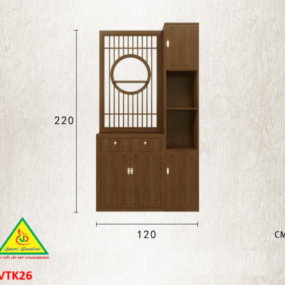 Vách ngăn phòng khách, vách ngăn tủ kệ bằng gỗm bình phong tranh 4VTK26 - NỘI THẤT LẮP RÁP VIENDONGADV