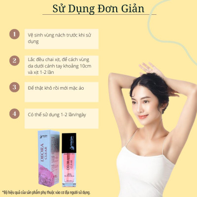 COMBO Xịt Khử Mùi Hôi Nách DEORA CLEAR 50ml & LARA CLEAR 40ml, Khử Mùi Toàn Thân, Ngăn Tiết Mồ Hôi