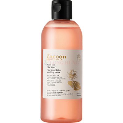 Nước sen Hậu Giang Cocoon Lotus Soothing Toner làm dịu cho da nhạy cảm (50ml/140ml/310ml) - Hàng chính hãng