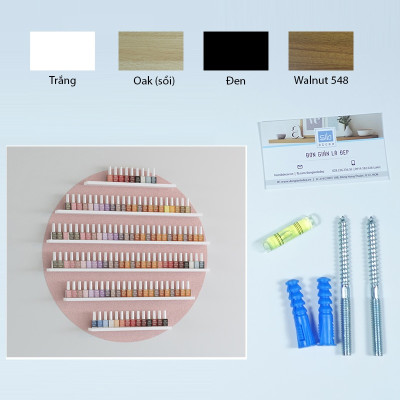 [Tặng phụ kiện khoan tường] Kệ Gắn Tường Spa, Nail, Kệ Sơn Móng SIB Deor Rộng 10cm, Dài 60cm Đến 120cm KT010