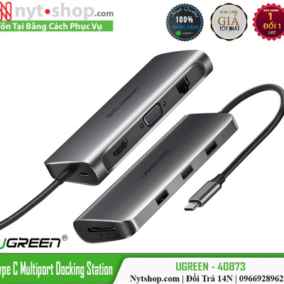 Hub USB C Multi HDMI 4K, Enthernet, USB 3.0, PD, TF, SD Ugreen CM179 40873 - Hàng Chính Hãng