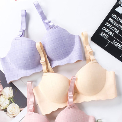 Áo lót nữ cao cấp không gọng đệm dầy, kẻ ô vuông xinh đẹp siêu nâng ngực.
