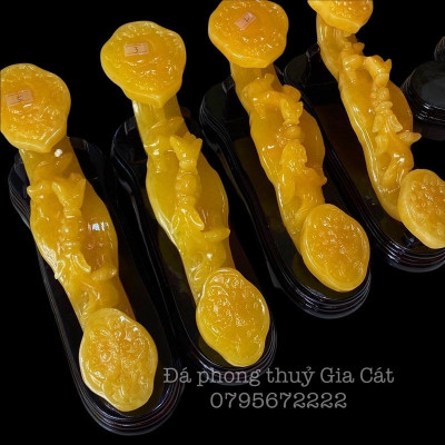 Gậy như ý đá ngọc hoàng long 40cm phong thuỷ