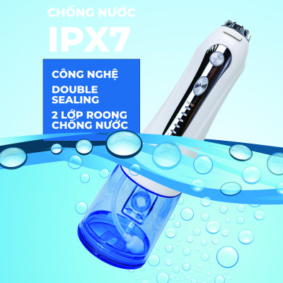 Tăm nước cầm tay H2ofloss HF-6. Tăm nước 5 chế độ, 5 đầu tăm đa chức năng, túi vải đựng máy, pin sử dụng tối đa 21 ngày, tặng kèm củ sạc nguồn thấp