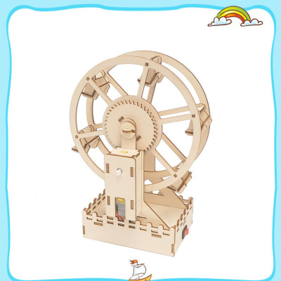 Đồ Chơi Gỗ Mô Hình Vòng Đu Quay Mặt Trời, Đồ Chơi Thí Nghiệm DIY WOOD STEAM Cho Bé,  Đồ Chơi Lắp Ghép Vòng Đu Quay Bằng Gỗ-Chính Hãng BABYBOSS + Tặng Kèm Tranh Ghép Bằng Gỗ