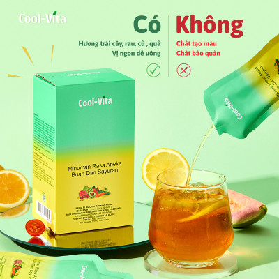 Combo 4 Hộp Nước Uống Bổ Sung Enzyme Chiết Xuất Từ Trái Cây và Rau Củ Hỗ Trợ Tiêu Hoá, Thanh Lọc Cơ Thể Coolvita - Hộp 7 Túi