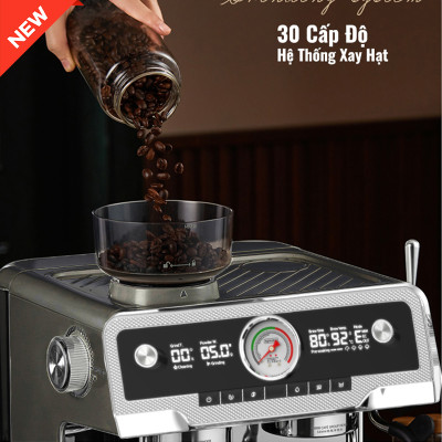 Bộ máy pha cà phê CF08 xay hạt cà phê, lấy nước nóng, đánh bọt sữa độc lập, toàn diện DIY chức năng, hàng chính hãng