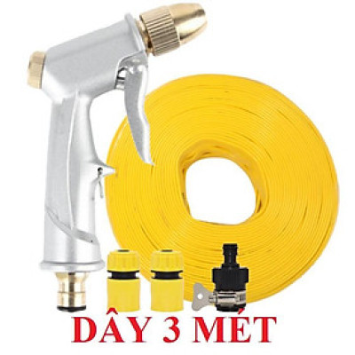 ️ Bộ dây vòi xịt nước rửa xe, tưới cây , tăng áp 3 lần, loại 3m, 5m 206701 đầu đồng,cút,nối nhựa đen