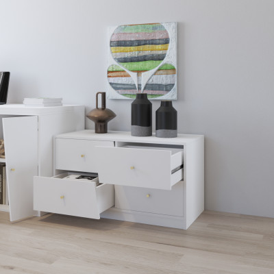 HAPPY FURNITURE , Tủ lưu trữ 4 ngăn kéo - DALEY ,THK_345 , 100cm x 45cm x 55cm DxRxC