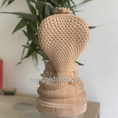 Tượng thần rắn bảo vệ Đức Phật bằng gỗ ngọc âm thơm nức kt 30×14×11cm 