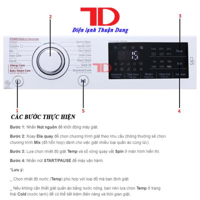 Mặt phím cảm ứng dành cho máy giặt L G cửa ngang, Mặt phím bấm cảm ứng, Mặt hiển thị điều khiển hàng chính hãng - Điện Lạnh Thuận Dung