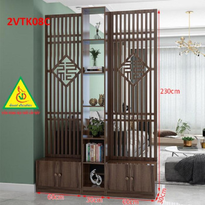Tủ kệ trang trí kiêm vách ngăn phòng khách , nhà bếp 2VTK08