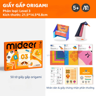 Giấy Gấp Origami Mideer Origami 3 cấp độ, Đồ Chơi Thủ Công giáo dục sáng tạo Cho Bé 2 3 4 5 Tuổi