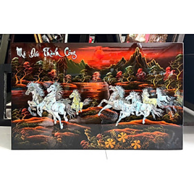 Tranh sơn mài - MÃ ĐÁO THÀNH CÔNG - Khảm cừ size 50x80 cm