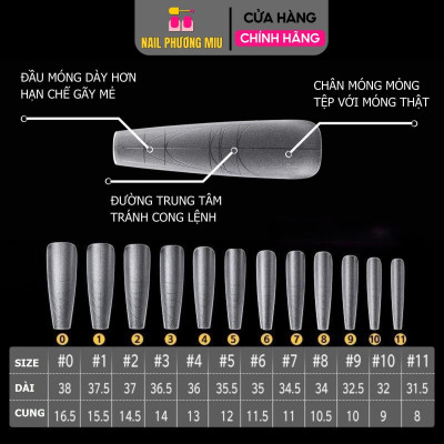 Móng Úp Nhám Chia Vạch 300 Móng Dạng Hộp Vỉ, Hộp Móng Có Vân Ngăn Rời Siêu Dài Có Vân Làm Nail Nữ Women