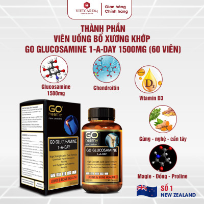 Bộ Sản Phẩm Bổ Tim, Bổ Xương Khớp New Zealand: 2 Hộp Bổ Tim Nutri Co Q10 160g Hawthorn -30 Viên; Go Glucosamine 1-A-Day 1500mg - 60 Viên