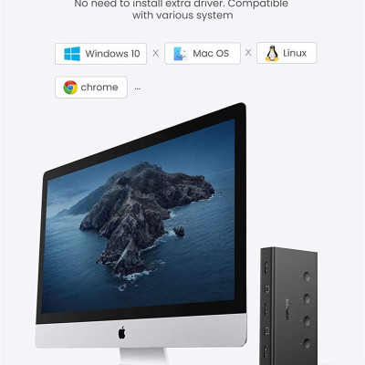 Ugreen UG70439CM293TK 4k 60hz KVM 4 pc dùng 1 màn hình bộ chuyển tín hiệu Switch USB - HDMI - HÀNG CHÍNH HÃNG