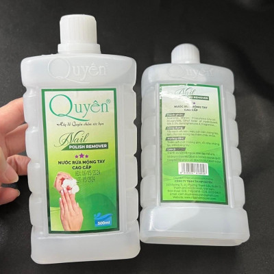 Nước Rửa Móng Axetol Quyên 500ml Chai Vuông Chữ Dập Nổi Cao Cấp Làm Nail, Dung Dịch Tẩy Rửa Sơn, Ủ Phá Gel Sạch Nhanh, Mau Khô, Không Mùi Hắc
