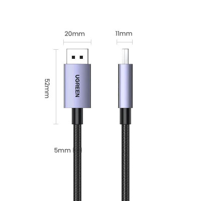 Ugreen UG15384DP118TK 2M DP 2.1 16K30Hz 10K60Hz 8K120Hz 4K144Hz Cáp Displayport chuẩn hỗ trợ độ phân giải cao dây bọc dù - HÀNG CHÍNH HÃNG