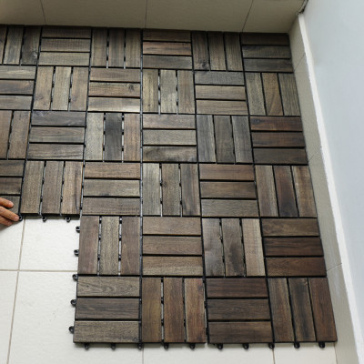 Vỉ Gỗ Lót Sàn Ban Công Thương Hiệu ANKAN Gu Màu Đen 12 Nan, Ván Sàn Gỗ Tự Nhiên, Sân Vườn, Hồ Bơi, Phòng Spa, Siêu Bền, Chịu Nước Tốt, Chống Trơn Trượt, Tiêu Chuẩn Xuất Khẩu (1 Vỉ) - Hàng Chính Hãng