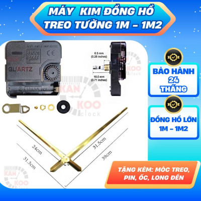 Máy & Kim Đồng Hồ Treo Tường Cỡ Lớn 1M – 1.2M | Bảo Hành 24 Tháng | Phụ Kiện Đầy Đủ