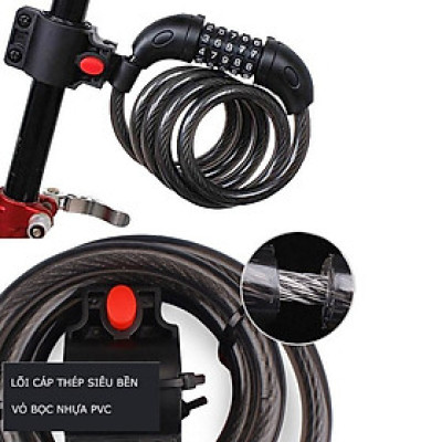 Khóa dây xe đạp 5 số dài 1,2m