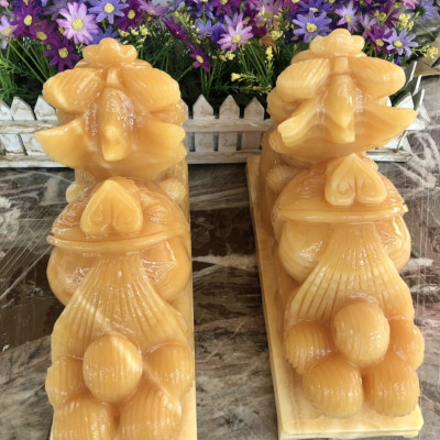 Cặp Tỳ Hưu phong thủy đá ngọc hoàng long có đế - Dài 30cm