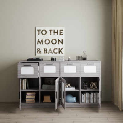 HAPPY FURNITURE , Tủ lưu trữ 4 ngăn kéo 4 cửa mở - TASY ,TLT_063 , 178cm x 50cm x 100cm DxRxC