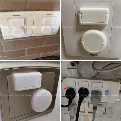 COMBO 5 Nút Bịt Ổ Điện Chống Giật An Toàn Cho Bé Có Quai Rút Đầu Nắp Che Bảo Vệ Ổ Cắm Tiện Lợi