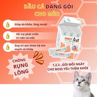 BOSSEN - SHINY for Cat Bổ sung Vitamin và Acid béo Thiết Yếu cho Mèo - Hộp nguyên 20 gói 2ml