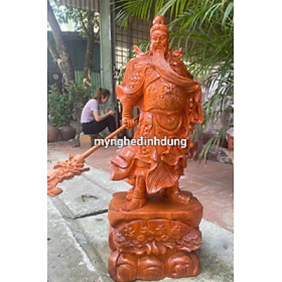 TƯỢNG QUAN CÔNG TRẤN ẢI BẰNG GỖ HƯƠNG ĐÁ KT 80×31×20CM 