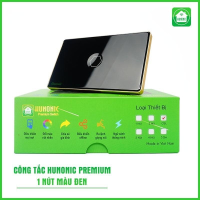 Công Tắc Cảm Ứng Hunonic Premium Hình Chữ Nhật Viền Vàng, Công Tắc Thông Minh Wifi Điều Khiển Từ Xa Bằng Điện Thoại