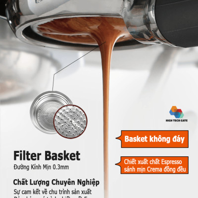 Máy Pha Cà Phê Espresso Gemilai CRM3007I Chuyên Nghiệp Thương Mại, Kiểm Soát Nhiệt Độ Pha Tùy Ý, Pha Cafe Espresso 58mm, Định Lượng Tùy Ý, Hàng Chính Hãng
