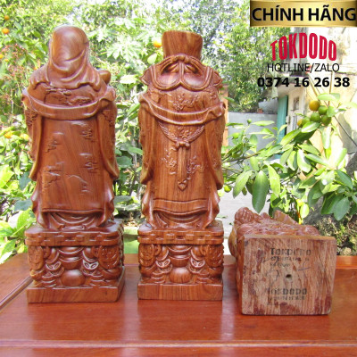 Tượng Tam Đa - Phúc Lộc Thọ Gỗ Nguyên Khối Hàng Thương Hiệu TOKDODO Nhiều Kích Thước.