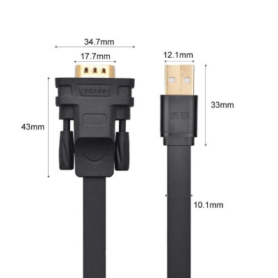 Ugreen UG20206CR107TK 1M Cáp tín hiệu chuyển đổi USB 2.0 sang COM RS232 dáng dẹt cao cấp - HÀNG CHÍNH HÃNG