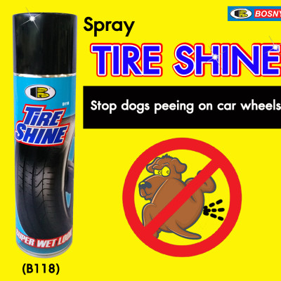 Chai xịt bóng lốp xe, chai xịt bóng vỏ xe, chai xịt bóng ghế xe ô tô ,chai xịt bóng yên xe máy và bảo vệ lốp xe, vỏ xe, ghế xe và yên xe - TIRE SHINE Bosny B118 550cc- Nhập khẩu Thái Lan