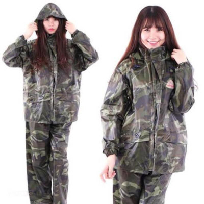 Áo mưa bộ nam nữ 2XL dưới 65kg , vải dù ,chống thấm nước họa tiết lính rằn ri cao cấp có túi đựng sang trọng