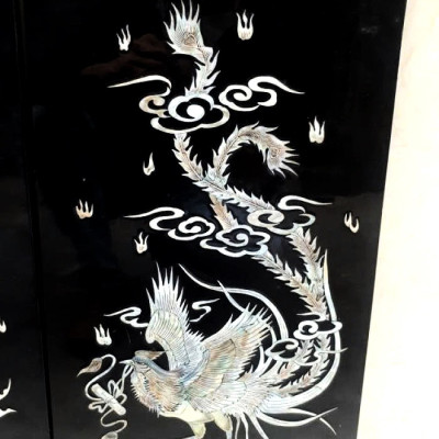 Bộ Tranh Sơn Mài 4 Tấm - LONG LÂN QUY PHỤNG ✨ Khảm Cừ Chìm Cao Cấp – Hàng Xuất Khẩu – Size 80x160 cm